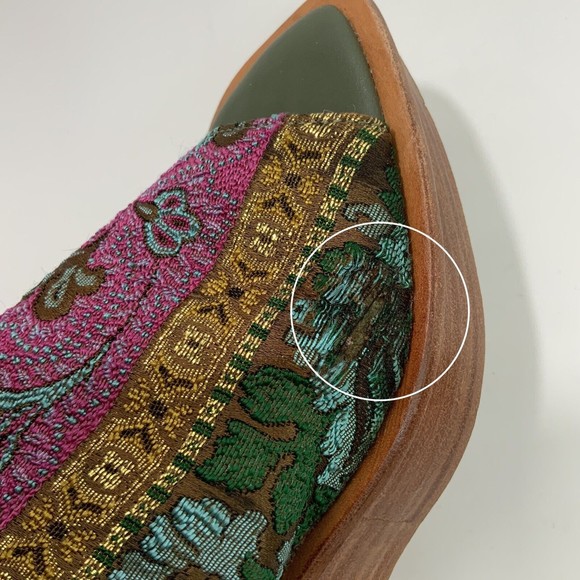 Naked Feet Mules Square-toe Fabric Platform Wedge - Picture 6 of 13